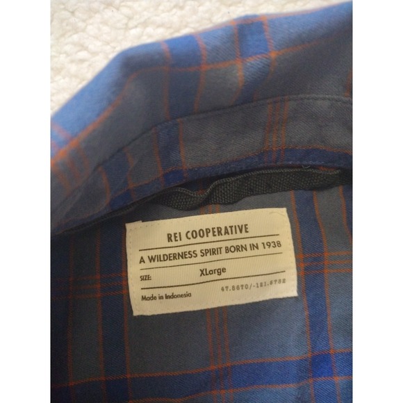 REI Button Up Shirt Men's XL Blue Plaid Casual‎ Long Sleeve  Outdoor 100% Cotton - Picture 8 of 10